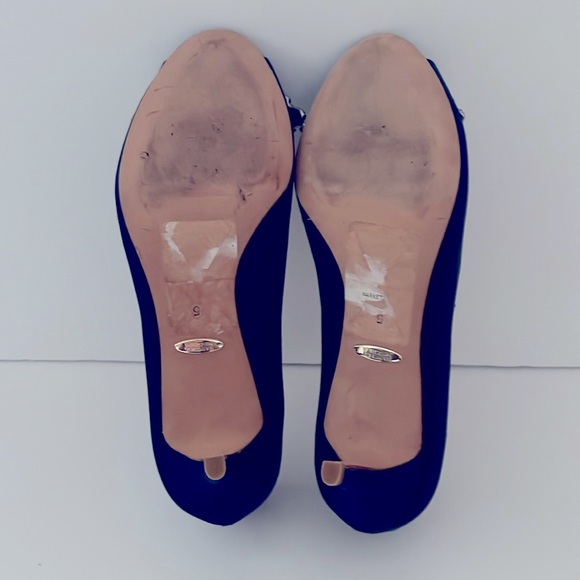 *Badgley Mischka Royal Blue Satin Pumps  Rhinestone Embellishment Size 5 - Picture 7 of 15